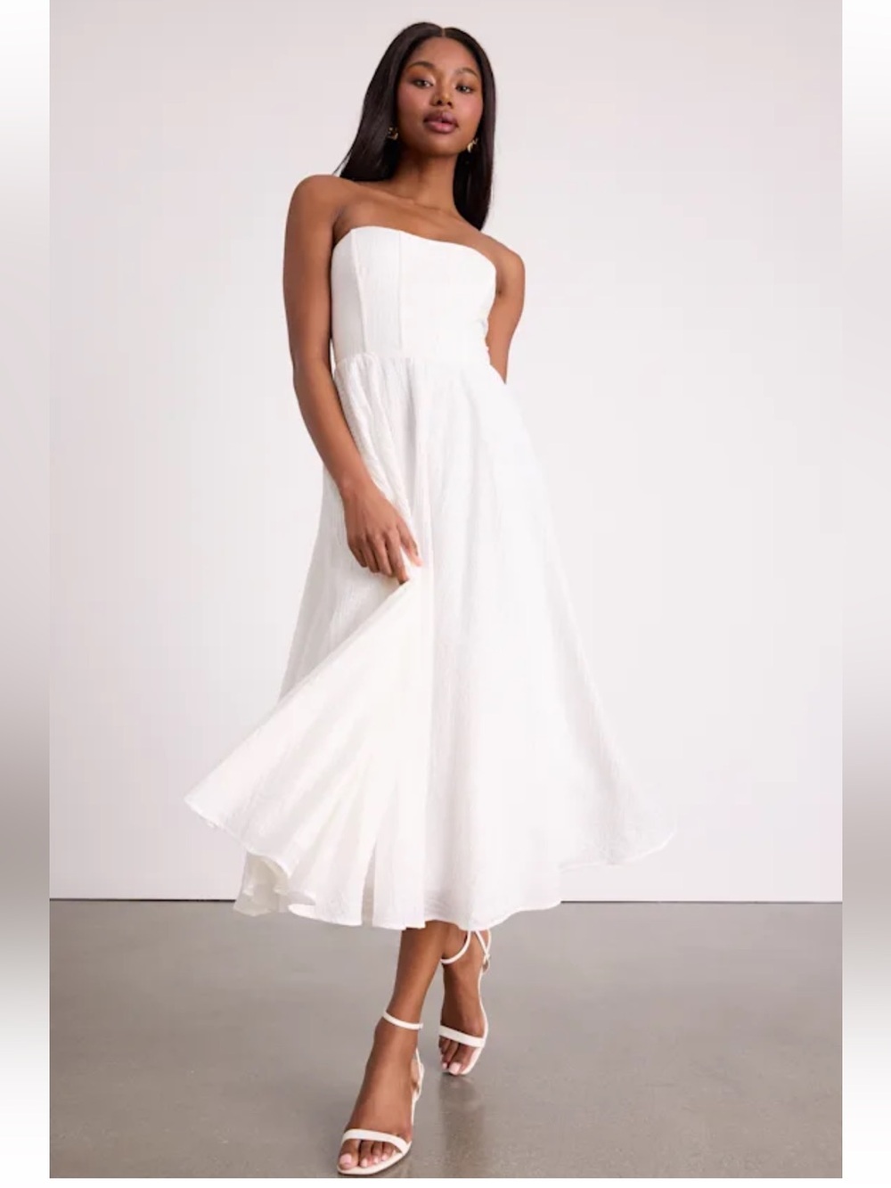Lulus Pomelo White Textured Dress